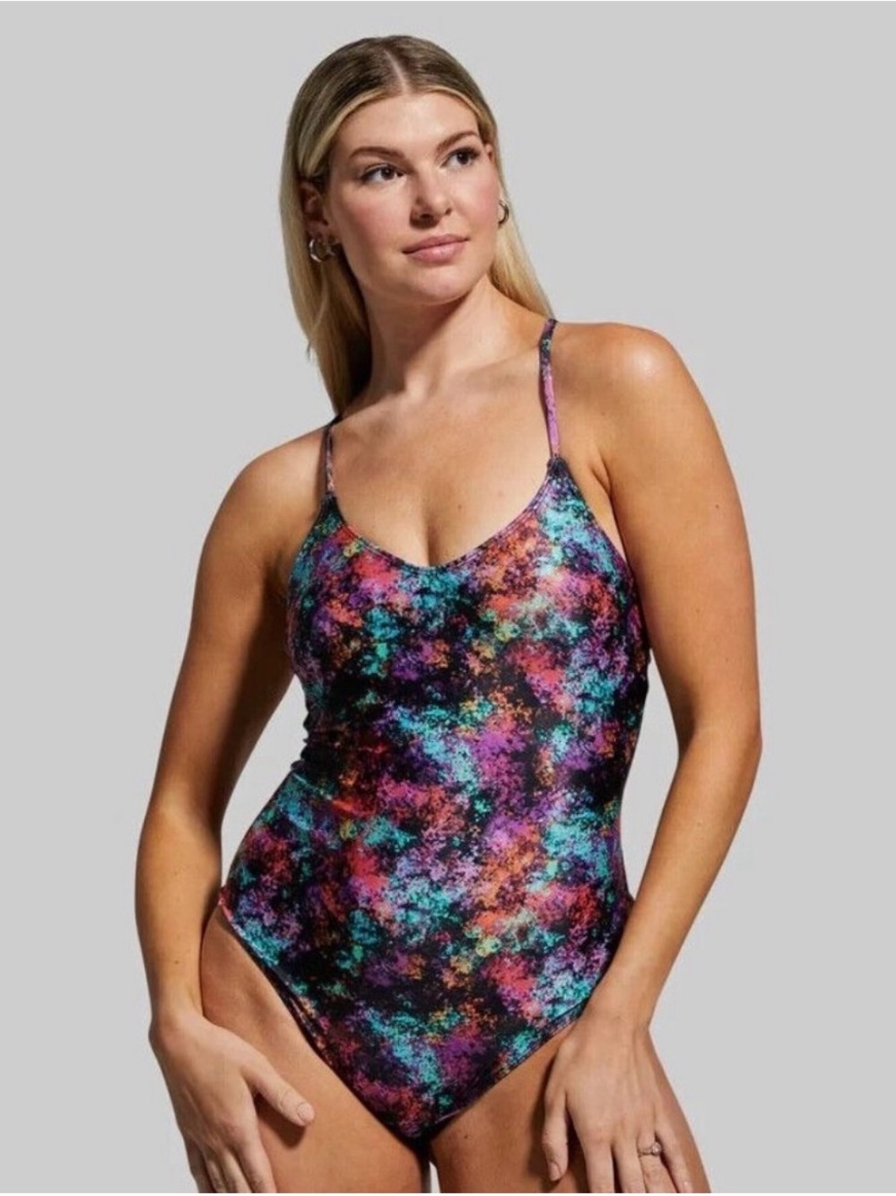 Born Primitive Waterfall One Piece Swimsuit Colorful Abstract Print Large